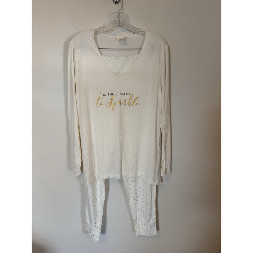 NEW Soma Cool Nights Pajama Set White Holiday Christmas M Long Sleeve